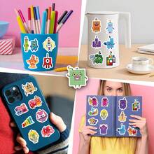 52入組數字啟蒙卡通塗鴉貼紙，可愛有趣的美學標籤，適用於樂器配件吉他剪貼簿自粘信封，是送禮、青少年派對、獎勵和鼓舞的理想選擇 - 黑色 - 查看 10