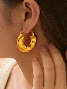 2PC18KGoldplatedStainless Steel Smooth Ear Rings - Earrings - View 7