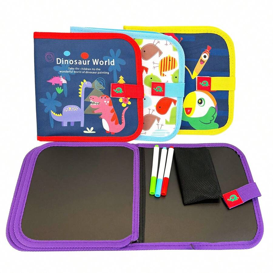 1pc 6-Page Reusable Drawing Board, Chalkboard Coloring Book, Educational Learning Toy, Suitable As Back-To-School Gift For Children