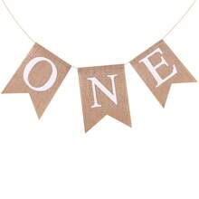 ONE一歲生日派對裝飾織物三角旗掛，長度3m/9.8ft，3入組 - 白色 - 查看 2