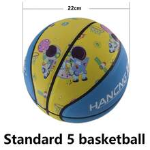 1pc Standard Size 5 Blue And Yellow Astronaut PU Basketball - Blue - View 8