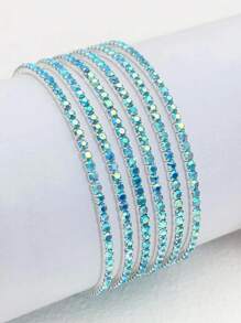 G-S 1 Set Multi-Strand AB Color Sparkly Radiant Extremely Thin Rhinestone Elastic Bangle Bracelet For Women, Everyday & Party - Rhinestone Bracelet - View 12