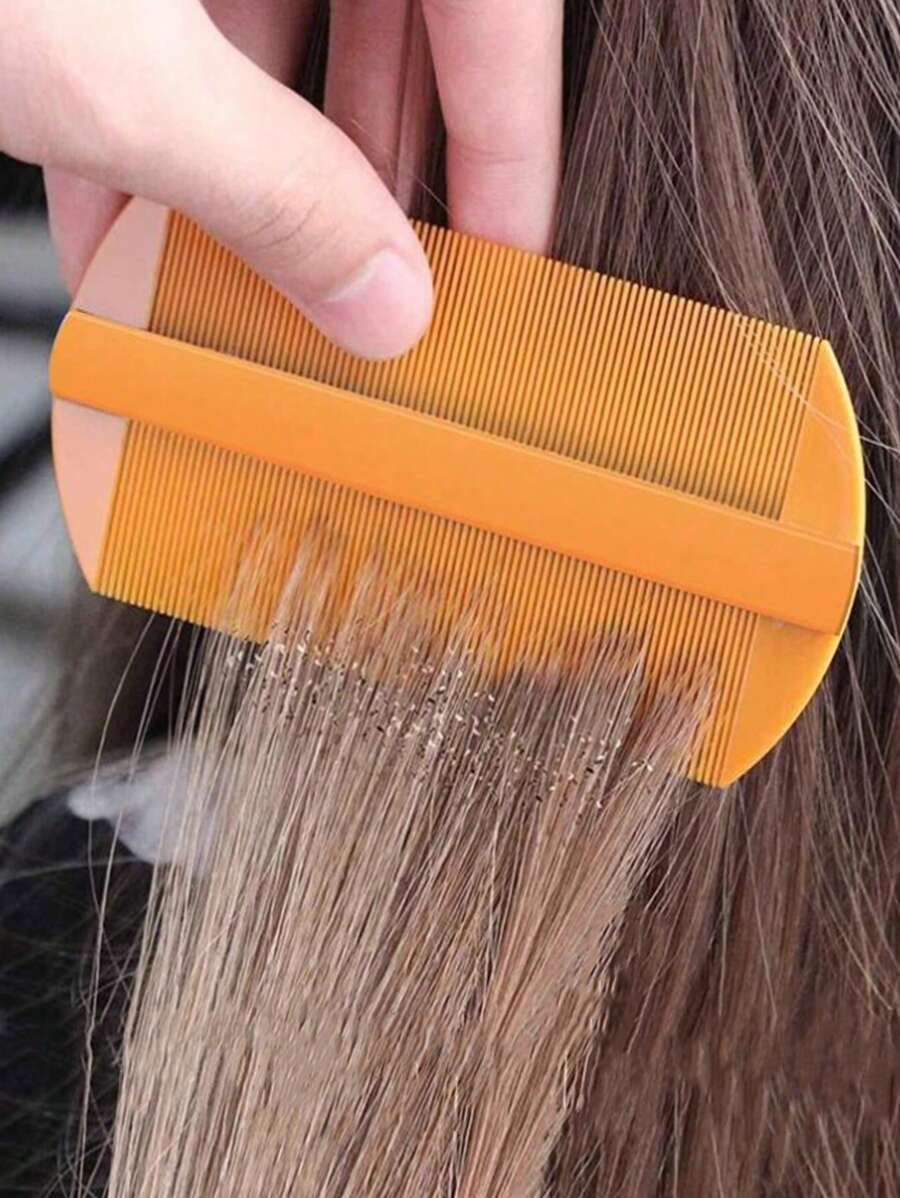 2pcs Narrow-Tooth Plastic Comb Set For Adults, Scalp Massaging Comb For Removing Dandruff, Lice And Flea Eggs ,Comb Hair ,Hair Styling Tools Hair Accessories - Yellow - View 1