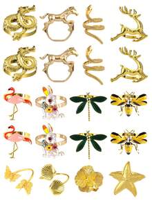 Animal Series Napkins Rings 2/4piece Set Metal Napkin Rings Buckles Dinner Table Decor Napkin Holder For Table Setting Napkin Ring For Wedding,Camping, Festival,Party - Multicolor - View 1