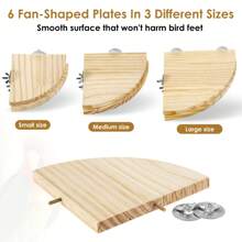 6Pcs Bird Perch Platform Wooden Bird Perch Corner Stand Easy Installation Parrot Perch Corner Shelf Sturdy Bird Perch Platform Stand For Parakeet Conure Cockatiel Budgie 10x10cm 13x13cm 17x17 Cm