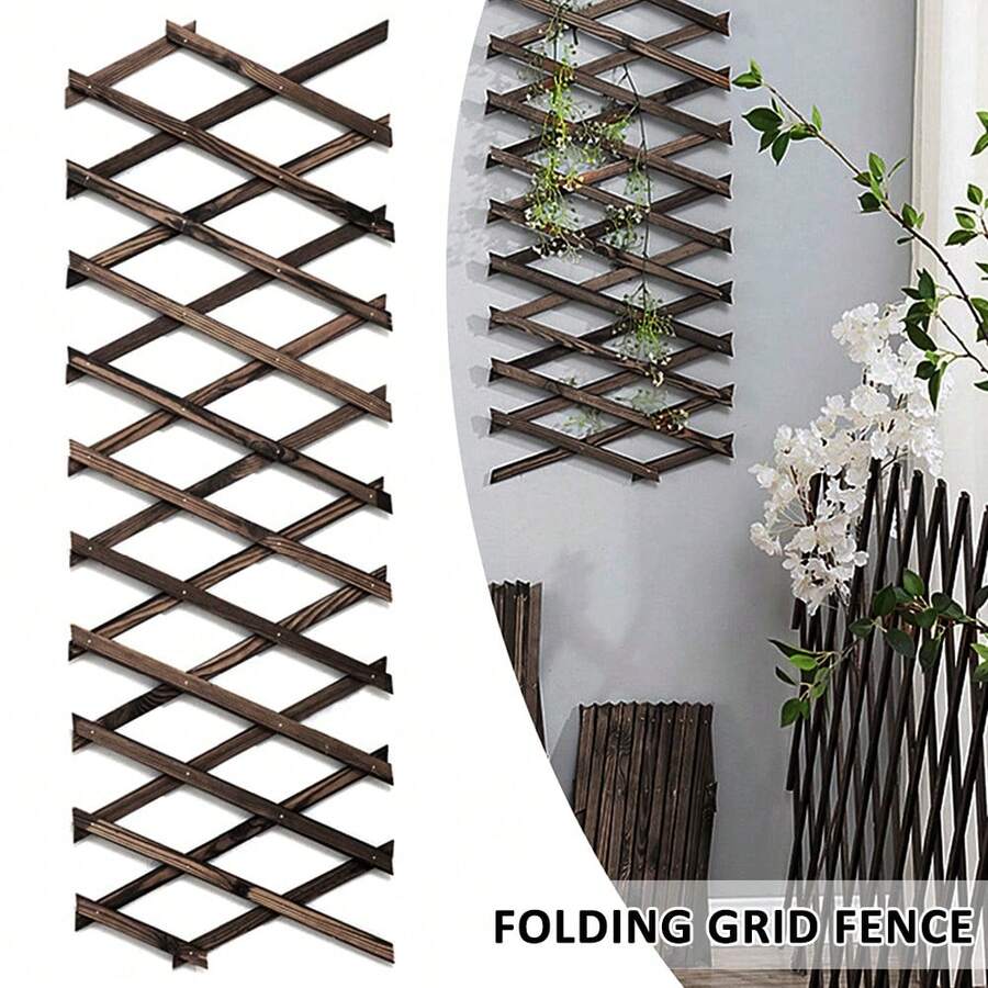 Expanding Divider Wooden Trellis Climbing Plants Support Panel Screening Lattice Garden Wall Fence - Brown - View 1