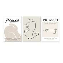 3入組線條復古抽象壁畫帆布繪畫北歐海報和印刷品現代極簡抽象臉體北歐海報和壁畫帆布繪畫客廳裝飾無框 - 彩色 - 查看 5