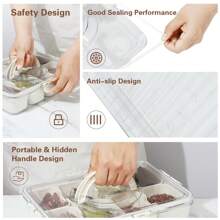 JYPS Caja de refrigerio con tapa y asa - bandeja de comida dividida para bandeja de barbacoa, recipiente transparente de almacenamiento para dulces, verduras, frutas, nueces y especias; contenedor de refrigerio portátil para fiestas y picnics