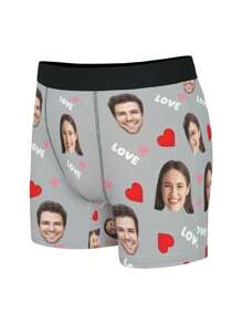 [DIY] 定制印花趣味内衣，男士内衣，定制照片个性化内衣，礼物，新奇内衣 - 大头像，脸部替换口塞，轻质透气速干舒适面料。送给朋友/爱人/伴侣的礼物，派对/生日礼物 - 灰色 - 查看 5