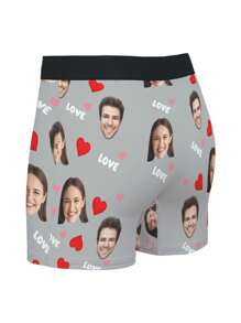 [DIY] 定制印花趣味内衣，男士内衣，定制照片个性化内衣，礼物，新奇内衣 - 大头像，脸部替换口塞，轻质透气速干舒适面料。送给朋友/爱人/伴侣的礼物，派对/生日礼物 - 灰色 - 查看 4