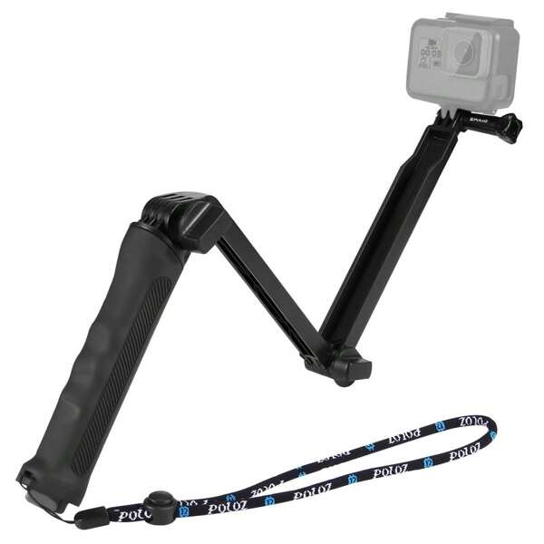 Puluz PULUZ 3-weg grip opvouwbaar statief selfie-stick verlengstuk monopod voor GoPro, Insta360 ONE R, Osmo Action en andere actioncamera's, lengte: 20-58 cm