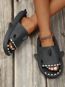 Chanclas de tiburón de fondo grueso de moda, liderando la del nuevo ritmo de divertidas y monas chanclas de tiburón de fondo grueso, ¡sal del estilo de personalidad de las chanclas de tiburón de fondo grueso, comodidad y creatividad juntas! - Negro - Ver 3