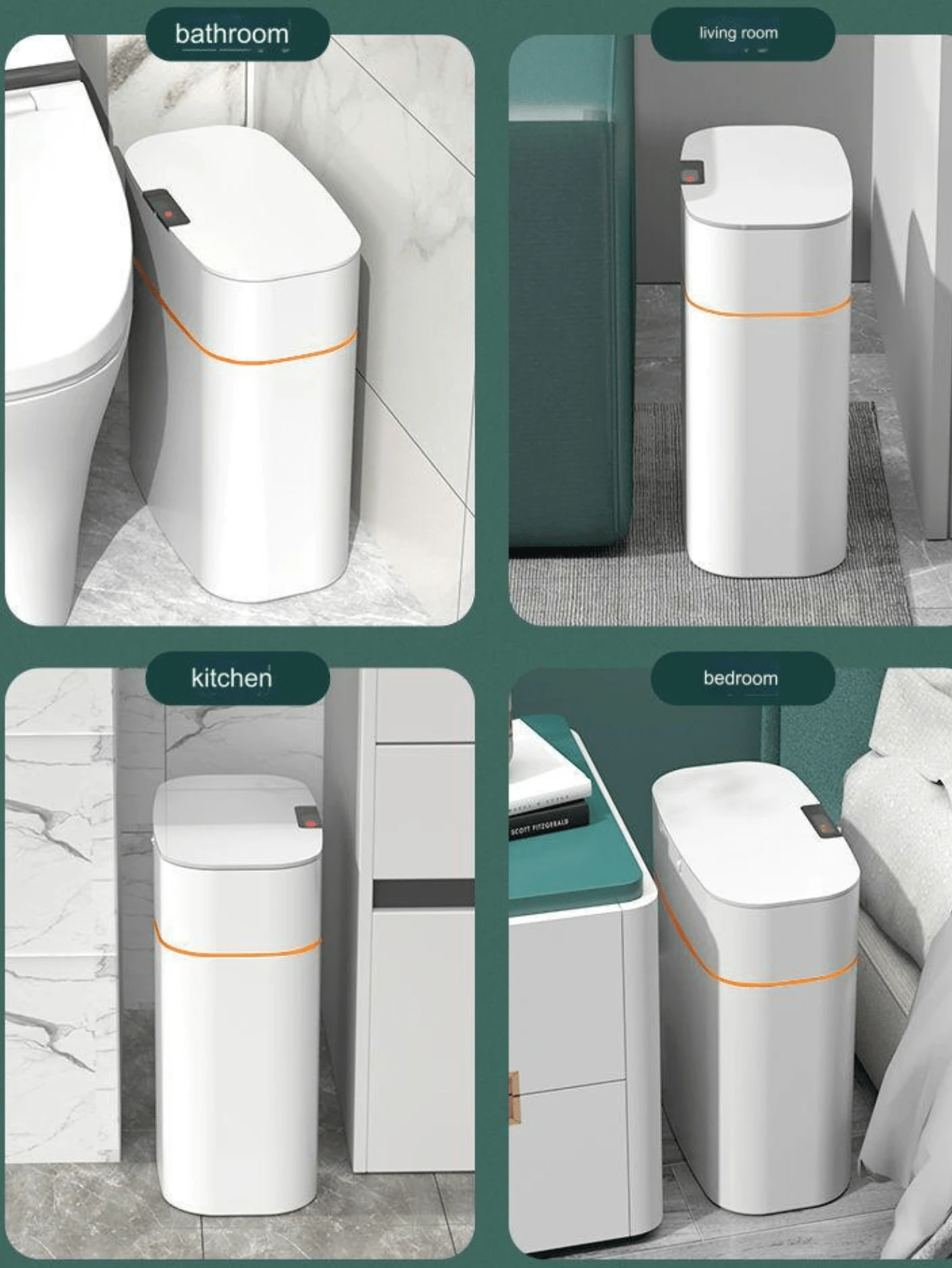 1pc Smart Sensor Trash Can For Home Bedrooms With Lid And Odor-Proof Bedroom And Living Room ...