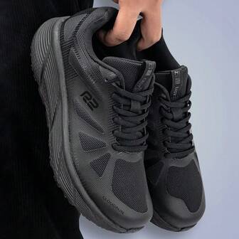  1pair R2 Thick-Soled Shock-Absorbing Lightweight Soft Mesh Lace-Up Women's Running And Aerobics Sneakers