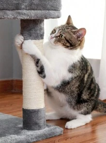 PAWZ Road Cat Tree, Multi-Level Cat Tower For Indoor Cats, Cat Climbing Tree With Sisal Wrapped Scratching Posts, Deep Hammock And Interactive Cat Toys - Grey - View 10