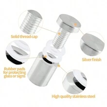 30 Pcs De Chapetones De 12 X 25 Mm Para Montaje De Herrajes,Montaje De Acero Inoxidable, Soportes De Pared Para Carteles De Tienda De Tornillos, Accesorios De Fijación Para Uñas, Color Blanco - Plateado - Ver 5