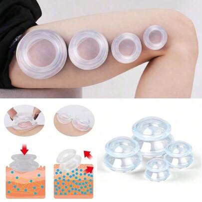 1/4pcs Silicone Cupping,Massage Cup, Silicone Massage Body Cup, Chinese Vacuum Massaging Cupping Cup Massage Device