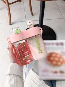 可愛的雙用途高溫塑料杯，多巴胺卡通水瓶，1個