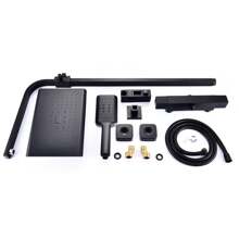 YUNRUX Shower System,Shower Mixer With Thermostat Rain Shower Black With Hand Shower And 150cm Hose,Perfect Rain Shower System Shower Set For Your Bathroom - Black - View 9