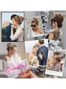 凌乱发髻发片，带卷发接发，合成发髻，发髻，凌乱卷发带，弹性发圈，假发，女士发夹，女士发饰 - 咖啡棕 - 查看 8