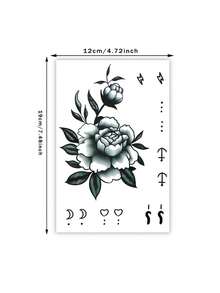 1張手指防水暫時性紋身貼紙，男女兒童藝術貼身紋身 - 黑色 - 查看 5