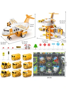 TEMI 兒童飛機車玩具模擬慣性飛機帶音樂故事燈光客機鋼模兒童DIY教育玩具 - 藍色 - 查看 8
