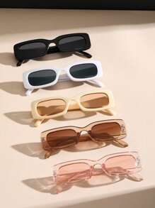 5pcs Women Rectangle Multicolor Eye Vintage Futuristic Fashion Glasses For Outdoor Street Snap Accessories Beach Accessories For Women Glasses Shades For Summer Beach Vacation,Outdoor,Travel