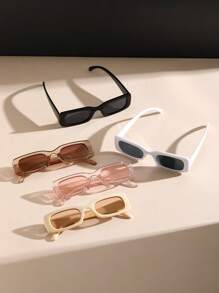 5pcs Women Rectangle Multicolor Eye Vintage Futuristic Fashion Glasses For Outdoor Street Snap Accessories Beach Accessories For Women Glasses Shades For Summer Beach Vacation,Outdoor,Travel