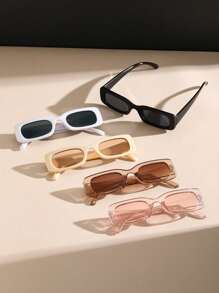 5pcs Women Rectangle Multicolor Eye Vintage Futuristic Fashion Glasses For Outdoor Street Snap Accessories Beach Accessories For Women Glasses Shades For Summer Beach Vacation,Outdoor,Travel
