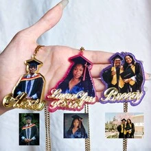 Vòng cổ tùy chỉnh với thiết kế theo chủ đề mùa tốt nghiệp & mùa tựu trường thời trang, quà tặng kỷ niệm, sinh nhật bất ngờ, quà tặng bạn cùng lớp - Vàng và hồng lấp lánh - Xem 2