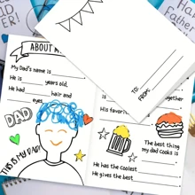 1 pieza Tarjeta del Día del Padre, para completar con información, sobre todo de papá, página de actividades de Craft Boogie