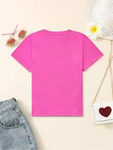 Young Girl Summer 2024 New Printed Short Sleeve Top, For Summer - Pink - View 2