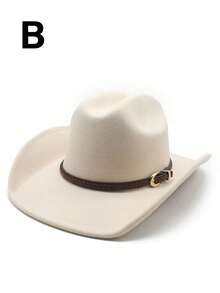 1頂歐美風格捲邊金屬皮帶扣牛仔帽，適用於男女草原舞派對和休閒服裝，非常適合日常穿著或旅行和登山- 絕佳禮品選擇 - 彩色 - 查看 5