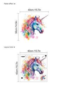 mama look 1pc Cartoon Unicorn Wall Sticker, Self-Adhesive And Removable Decor For Living Room, Foyer And Bedroom - Multicolor - View 5