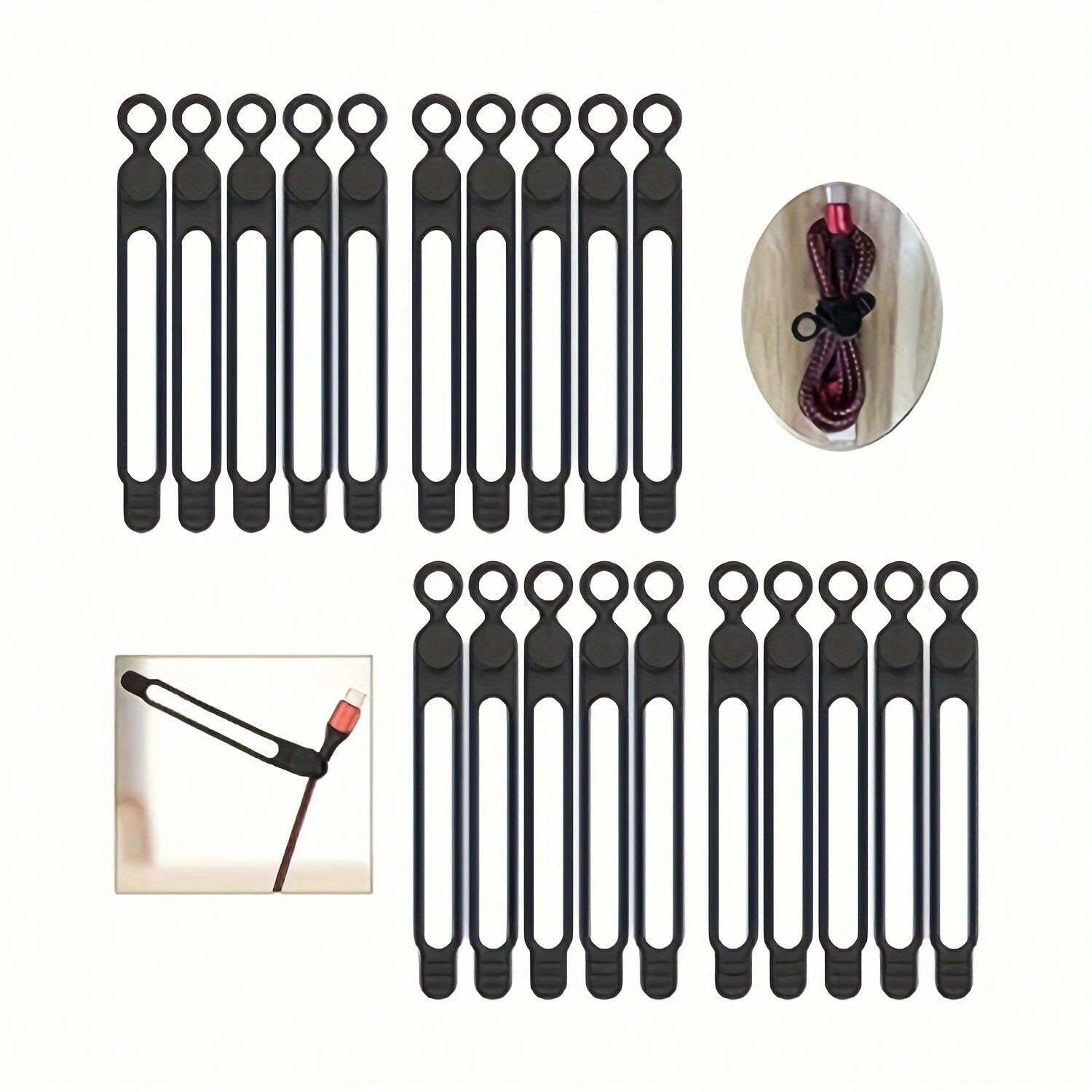 Produktbild von Magnetischer Kabelmanager – 10 Stück, Silikon, Wiederverwendbar – Buntes Set Für Kabel-Organisation