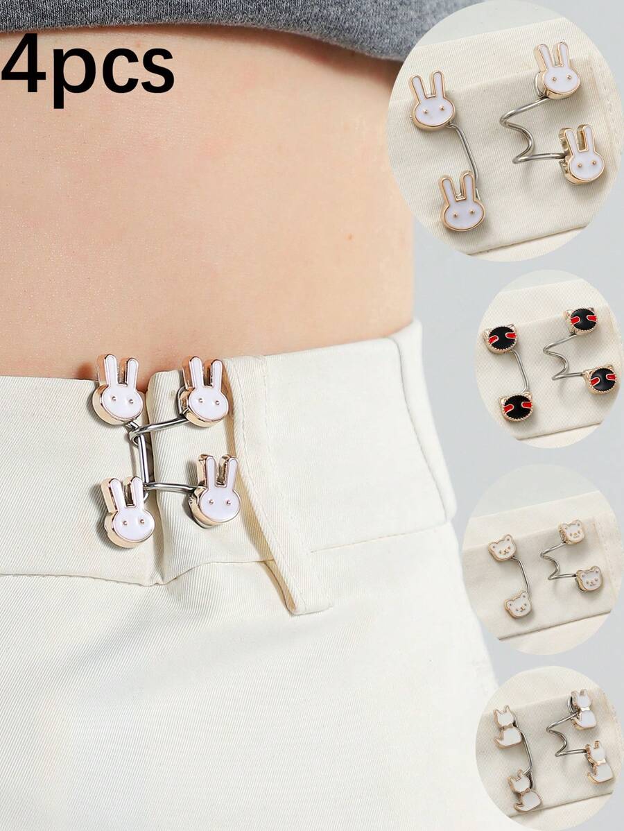 4pcs Adjustable Jeans Buttons - Seamless, Removable Waist Buckle - Seamless And Invisible - Great For Tightening Pants And Quick Clothing Repairs