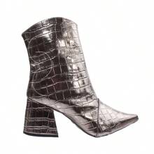 Bota Over Feminina Prata Velho Costuras Country Bico Fino Salto Baixo ER1215