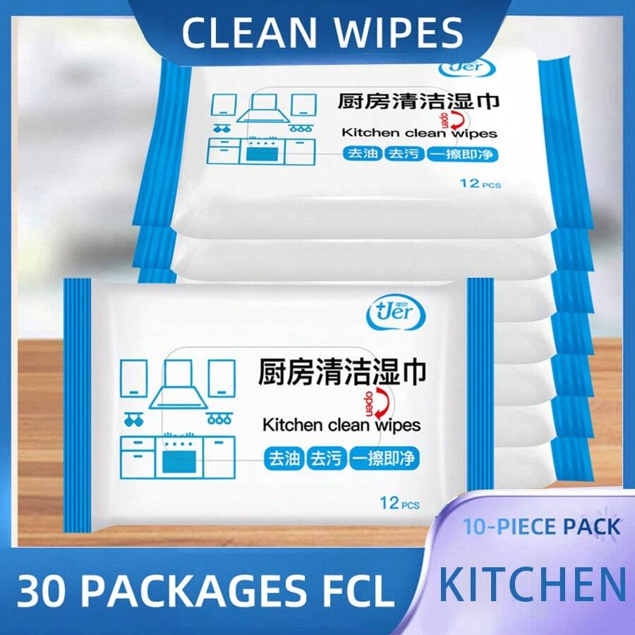 Kitchen Cleaning Wet Wipes,Disposable Non-Woven Fabric Cleaning Cloths (12pcs/24pcs/36pcs/60pcs), For Kitchen Tableware, Removes Grease And Oil Stains From Vent Hood - Kitchen Cleaning Wipes - View 1