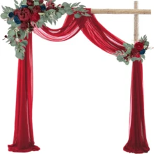 1 Tấm vải voan 72cm*500cm dùng để phủ cổng cưới Vải voan Rèm voan màu đỏ cho lễ cưới, tiệc đính hôn, tiệc cô dâu, phông nền trang trí - Đỏ - Xem 5