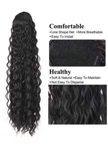 Black Curly Ponytail Hair Extensions 20-30 Inch Synthetic Drawstring Ponytail Heat Resistant Extensions For Women Party Daily Use - Black - View 5