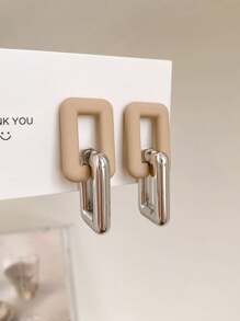 1pair Fashionable Geometric Earrings For Commuting And Party - Multicolor - View 2
