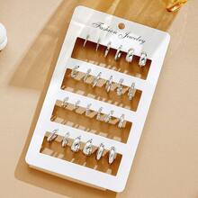 17KM 24pcs Simple Metal Geometric Earrings Set For Women, Holiday Dating Gift And Daily Wear Accessories - Style 1 - View 4