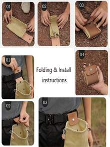 1入燭蠟帆布戶外防水觅食袋，可折疊水果，蘑菇採摘收納袋，適用於野營，遠足，狩獵，花園，收穫工具袋，可折疊的帆布多功能整理包腰包 - 卡其色 - 查看 7