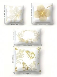 4 Stücke/Set, Kissenbezüge mit mehrere Größen und goldener Blattmuster, geeignet für Sofa, Wohnzimmer, Bett, Kissenbezug, quadratische Kissenhüllen, Heimdekoration, erhältlich in verschiedenen Größen, digital Muster, modisch und einfach, geeignet für Sofa, Bürodekoration, Heimdekoration, Stoffkunst-Deko Zubehör, Auto-Geschenke, bedrucktes Kissen, Bett Kopfstütze, Sofa Kissen, Heimdekoration Sofa-Kissen, Auto-Kopfstützenbezug, Büro-Kopfstützenbezug