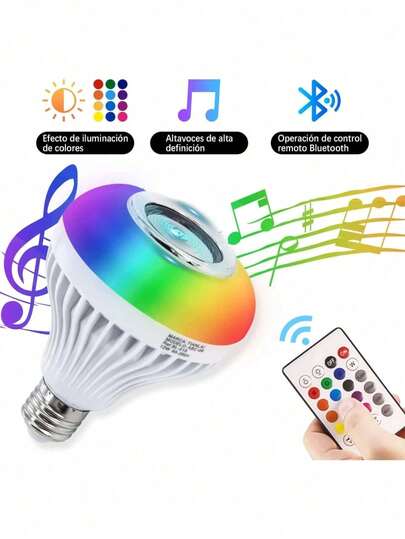 Foco LED y altavoz Bluetooth con casquillo E27 y mando a distancia