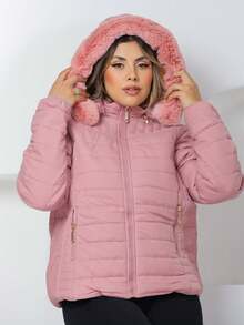 Plus Size Jackets - Màu hồng gỉ - Xem 2