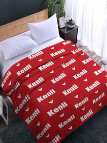 1pc Customized Name Blanket, Personalized Name Blanket, Sofa Bedroom Custom Blanket, Personalized Soft Blanket, Personalized Throw Blanket, Suitable For Office, Best Friend Name Blanket, Comfortable Blanket, Family Gift, Wedding Gift, Birthday Gift, Mother's Day Gift, Father's Day Gift, Gift For Parents, Gift For Friends, Gift For Her, Durable, Breathable - Love - View 6