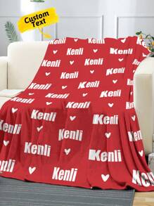 1pc Customized Name Blanket, Personalized Name Blanket, Sofa Bedroom Custom Blanket, Personalized Soft Blanket, Personalized Throw Blanket, Suitable For Office, Best Friend Name Blanket, Comfortable Blanket, Family Gift, Wedding Gift, Birthday Gift, Mother's Day Gift, Father's Day Gift, Gift For Parents, Gift For Friends, Gift For Her, Durable, Breathable - Love - View 3