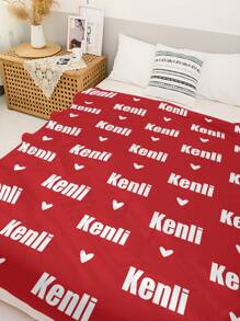 1pc Customized Name Blanket, Personalized Name Blanket, Sofa Bedroom Custom Blanket, Personalized Soft Blanket, Personalized Throw Blanket, Suitable For Office, Best Friend Name Blanket, Comfortable Blanket, Family Gift, Wedding Gift, Birthday Gift, Mother's Day Gift, Father's Day Gift, Gift For Parents, Gift For Friends, Gift For Her, Durable, Breathable - Love - View 8
