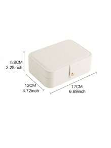CASEGRACE 1PC Rectangle PU Leather Jewelry Box Organizer Small Travel Portable Earring Ring Jewellery Storage Case For Girl Women Wedding Birthday Gift, Gift Back To School